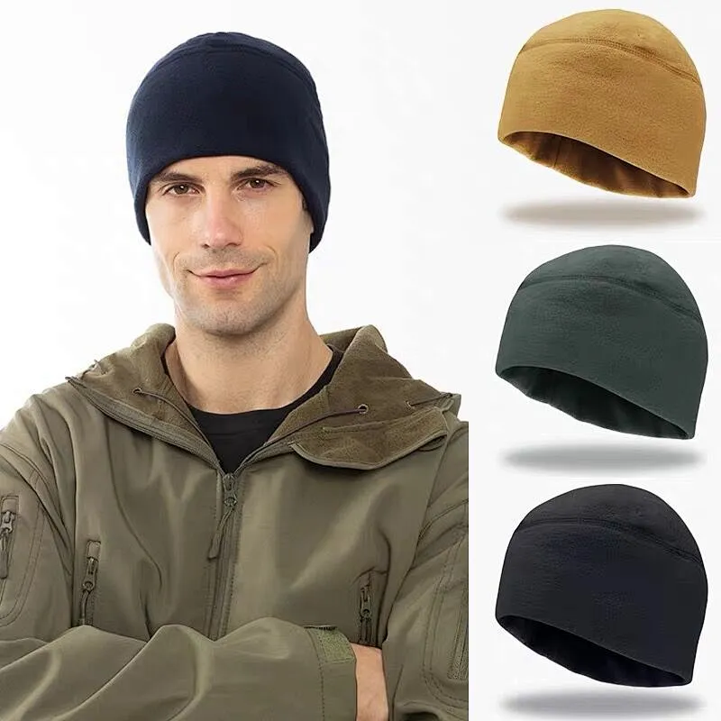 Promotional gift winter fleece hat outdoor climbing riding fleece hats windproof warm unisex head wear tactical beanie hat