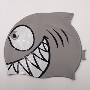 Promotional Gift Hot Sale Carton Silicon Child Diving Waterproof Swimming Cap Fish Shark Pattern Swimming Hat