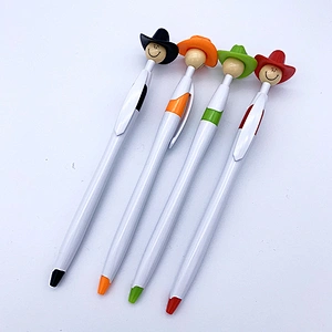 Plastic ballpoint toy cowboy hat pen, creative student advertising pen, customizable logo pen