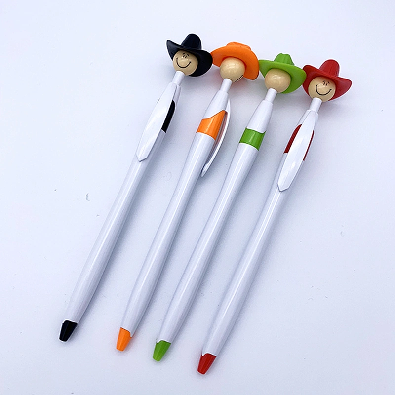 Plastic ballpoint toy cowboy hat pen, creative student advertising pen, customizable logo pen