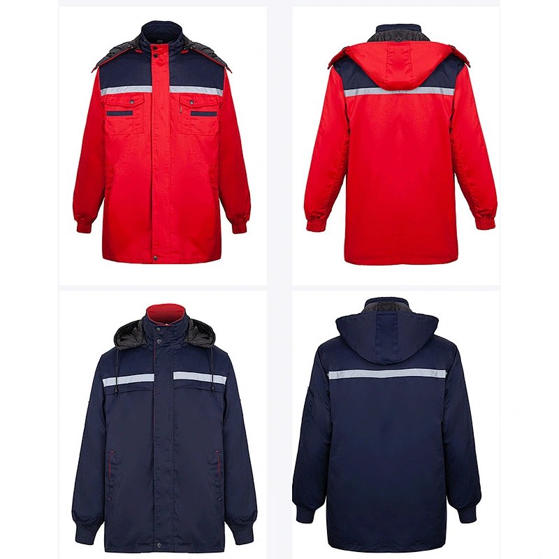 Reflective cotton-padded clothes for men and women thicken wear-resistant engineering uniform custom winter work clothes