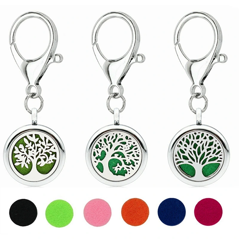 Hot selling Fashion Metal zinc Alloy Stainless steel Life tree Diffuser Keychains Nickle Free
