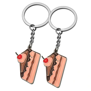 Hot Sale Promotional Gift Mini Metal Cake Shaped Key Chain Blank Custom Logo Printed Key Chains
