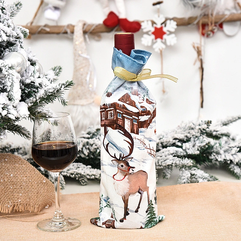 New Christmas decoration wine set creative cartoon printing Santa Claus wine cover