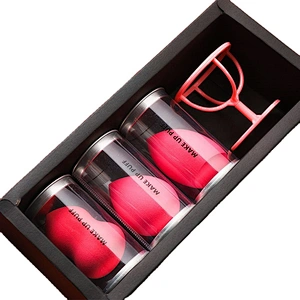 Fashion Hot Sale custom logo Makeup Sponges 3pcs/set Trends Beauty face Makeup Sponges  with Sponge Holder