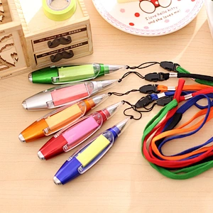 Creative custom LOGO multi-function ballpoint pen with LED light and hanging rope notepaper free gifts for clients promotion eve