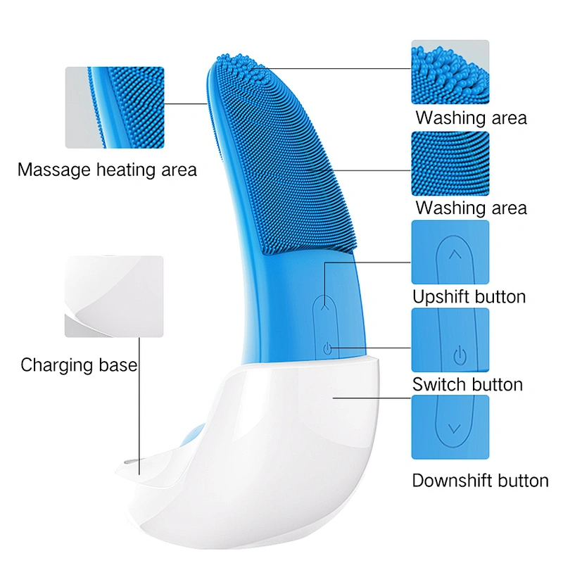 Wireless Multispectral wave Face exfoliating brush Silicone  rechargeable face cleaner machine