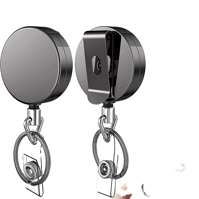 Hot sale retractable custom design multi-use Metal badge  holder Name Card gift promotion  Keychain with Key Ring