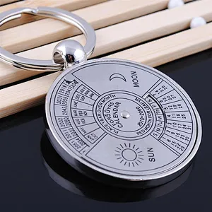High quality hot selling custom  round metal souvenir perpetual calendar promotion keychain
