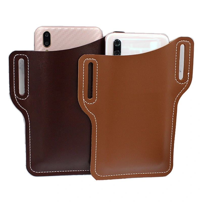 Leather mobile phone waist bag men's outdoor portable mobile phone storage bag mobile phone storage Fanny bag