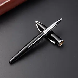 Luxury promotional custom logo ball pen with box metal gift black ball pen metal signature pen