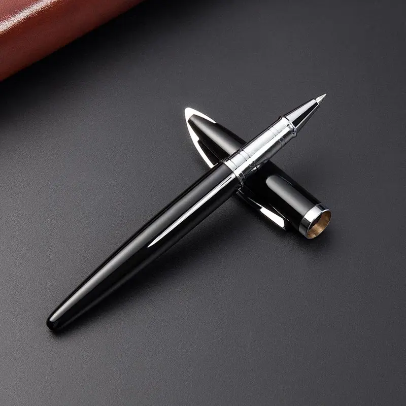 Luxury promotional custom logo ball pen with box metal gift black ball pen metal signature pen