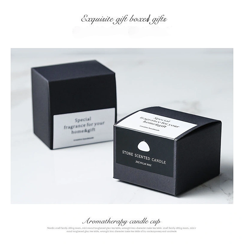 Custom Smokeless 3 oz Stone Shaped Ice Flower Scented Candle Aromatherapy Fragrance Home Decoration Gift Box Scented Candle