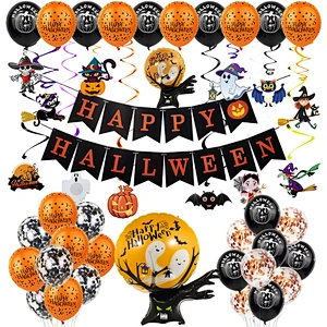 custom promotion gift Halloween  Decoration Pumpkin  Balloon Party Decoration Black Cat Aluminum Foil Balloon