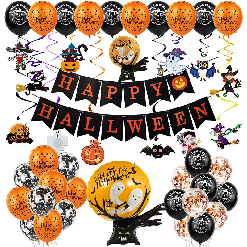 custom promotion gift Halloween  Decoration Pumpkin  Balloon Party Decoration Black Cat Aluminum Foil Balloon