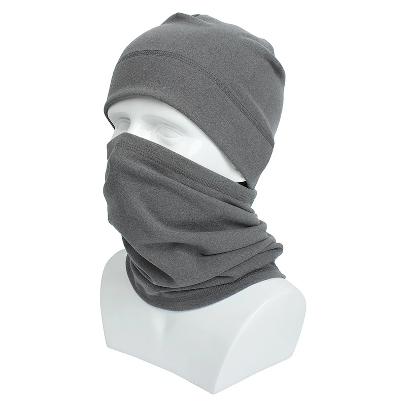 Custom popular logo printed promotional  fleece neck warmer scarf whit hat set outdoors sport scarf