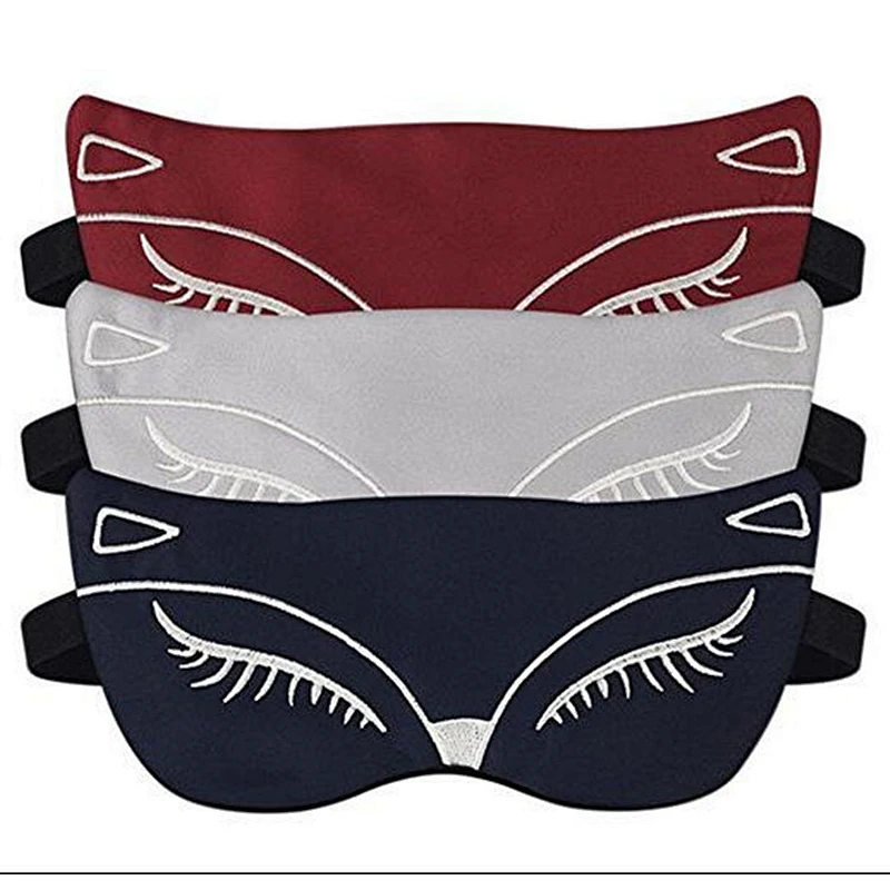 Sleep eye mask headwear sleep shading cartoon cute little fox embroidery ice compress eye shield silky eye mask customized logo