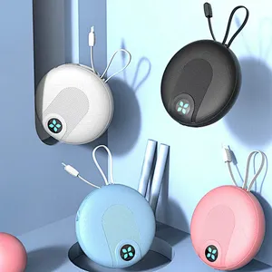 Popular Design Universal Portable Power Bank Mobile Phone 10000mah Charger Mini Round Shape Built-in Cable Power Bank