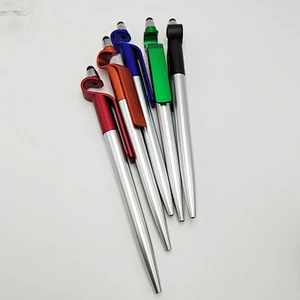 Promotional advertising pen customized logo multi-function touch screen ballpoint pen with mobile phone stand capacitive pen
