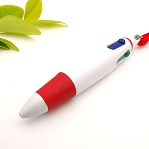 Multi - color ballpoint pen to prevent the loss  four - color ballpoint pen with hanging rope advertising ballpoint pen