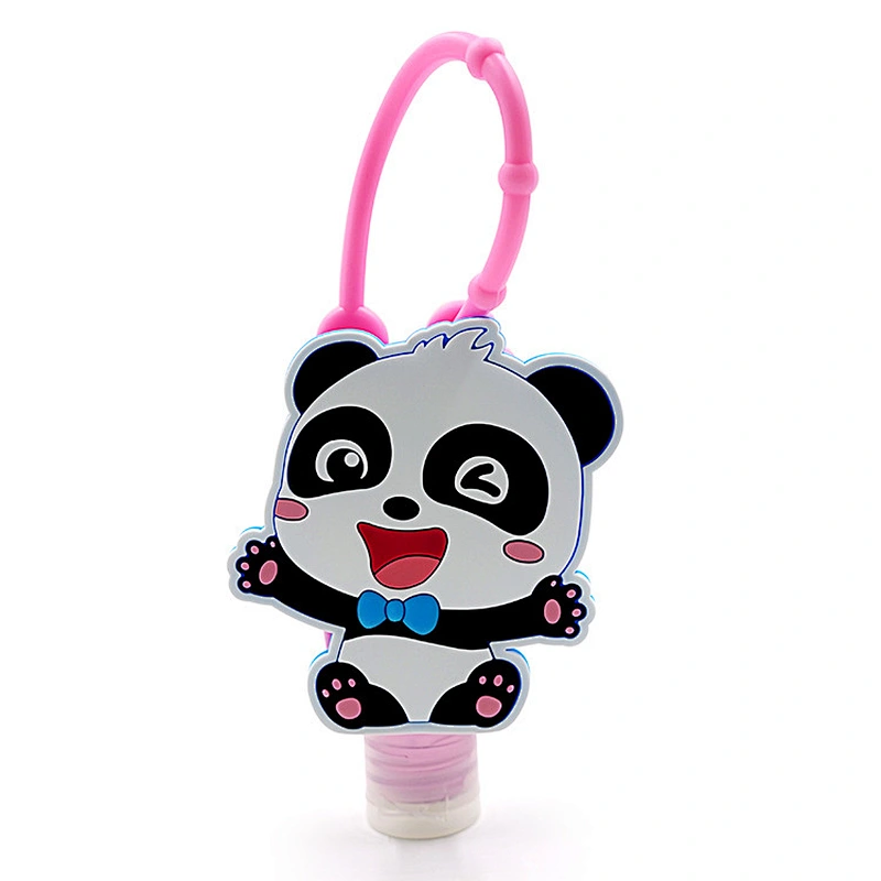 3D Key chain lanyard carton portable silicone 30ml bottle holder hand sanitizer gel silicone gel case holder