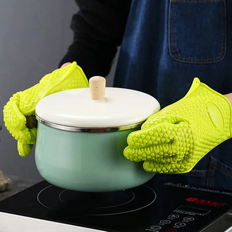 100% Food Grade Heat Resistant BBQ Grill Cooking microwave kitchen Silicone oven Glove