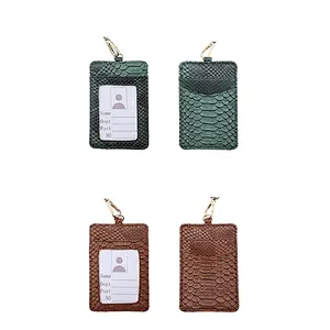 Custom logo High quality Leather PU Lanyard  working Card Badge Holder Promotional activities  working Card Holder