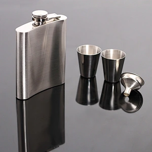 Portable Stainless Steel Hip Flask with Cups  Funnel Cup Travel 7 oz Custom Logos  Promotional Gifts