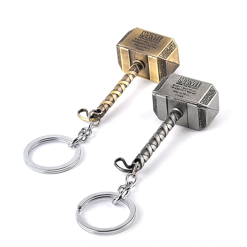 Fashion  High quality Design Thor Hammer metal key chain promotion gift Men Metal Weapon Pendant Necklaces