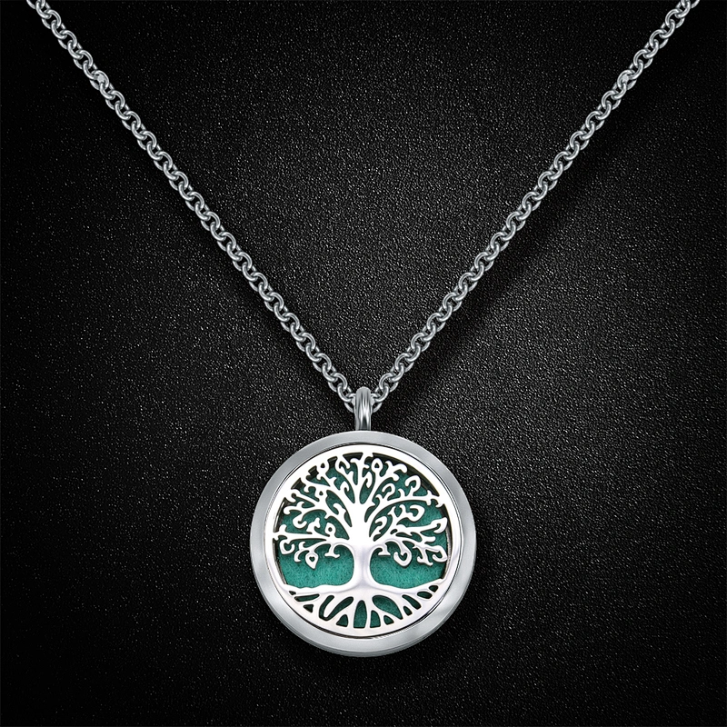 Tree of life essential oil pendant necklace aromatherapy diffuser necklace locket pendant  engraved words
