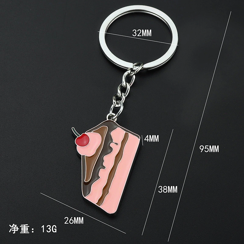 Hot Sale Promotional Gift Mini Metal Cake Shaped Key Chain Blank Custom Logo Printed Key Chains