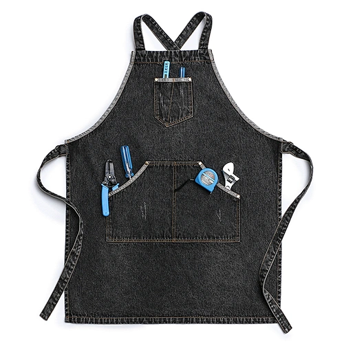 Custom cotton denim fabric Apron with  Pockets Jean Apron advertising promotion  Hairstylist tool/chef Apron