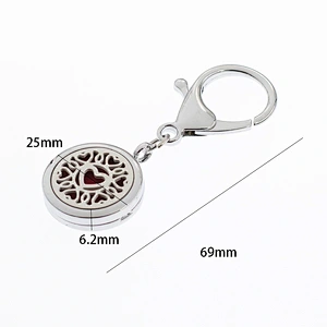 Hot selling Fashion Metal zinc Alloy Stainless steel Life tree Diffuser Keychains Nickle Free