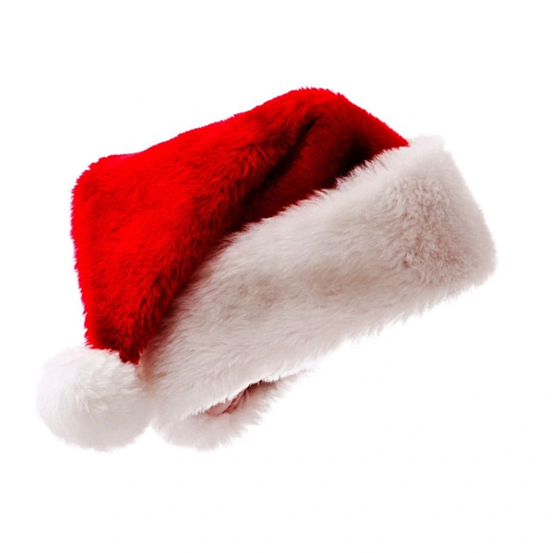 Wholesale custom high quality Christmas party supplies Santa New Year decoration Fabric Classic red hats
