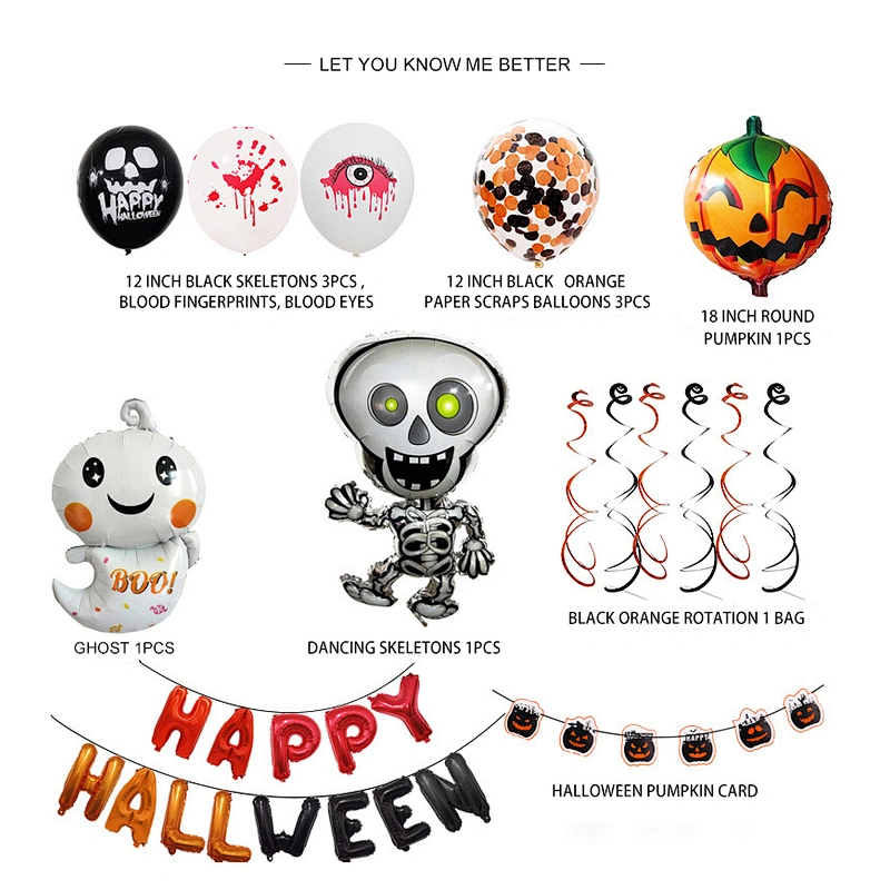 Celebrating decorations for party balloon Halloween holiday flag-pulling kit Ghosts and pumpkins decorations