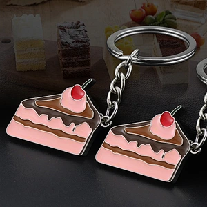 Hot Sale Promotional Gift Mini Metal Cake Shaped Key Chain Blank Custom Logo Printed Key Chains
