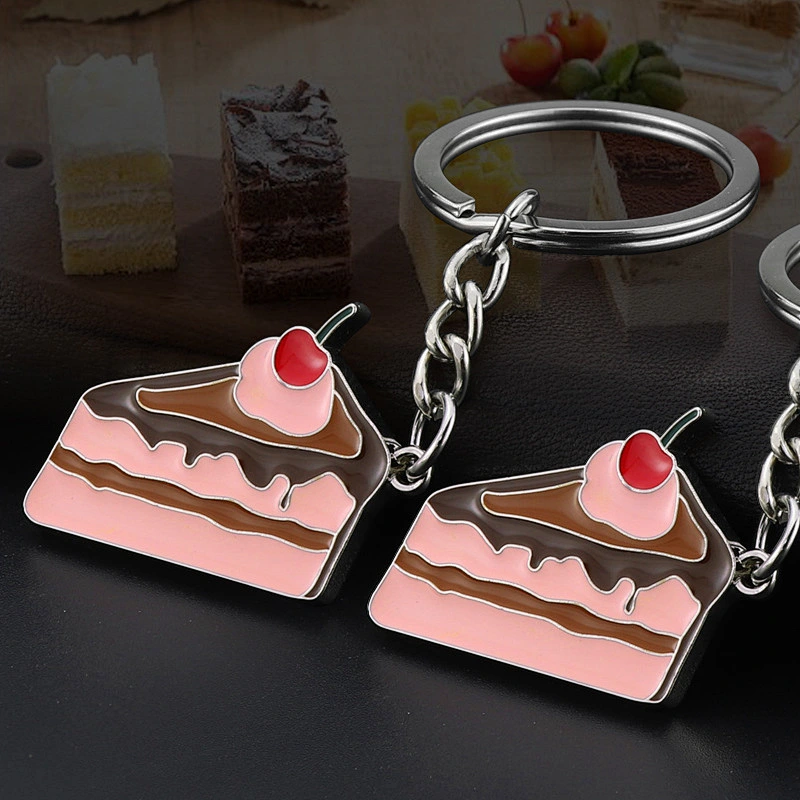 Hot Sale Promotional Gift Mini Metal Cake Shaped Key Chain Blank Custom Logo Printed Key Chains