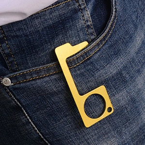 Custom logo EDC keychain door opener no touch key hands free door opener classic silver keychain