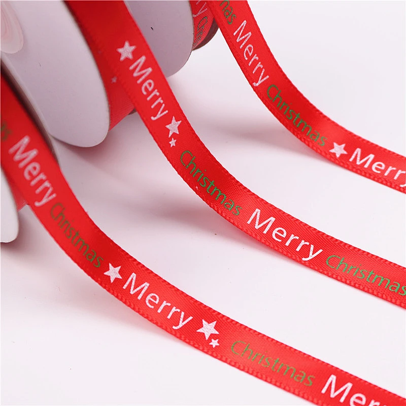 High Quality 	 luxury Custom Logo printed gift wrap ribbon christmas celebrate color ribbon