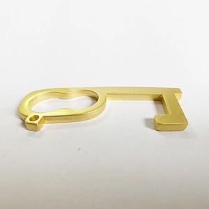 Custom Contactless Portable Zinc Alloy Brass Color EDC Tool Hygiene Hand Door Opener Keychain