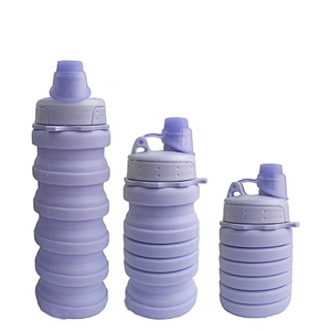 Custom Eco-friendly Leakproof Foldable Silicone Outdoor Sport Collapsible Water Bottle Silicone BPA free Telescopic cup