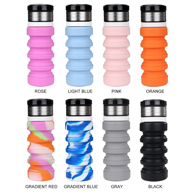 Promotional Gift Hote Sale Outdoor Food Grade Collapsible Silicone  13oz BPA free foldable  Water Bottle