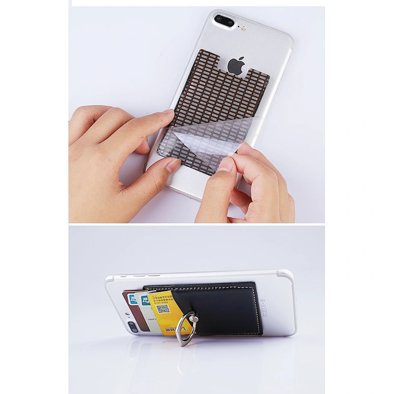 Self adhesive credit card holder Cell Phone Finger Ring Holder Smartphone Rotation Mobile card Ring Holder Pu  Fashion Custom