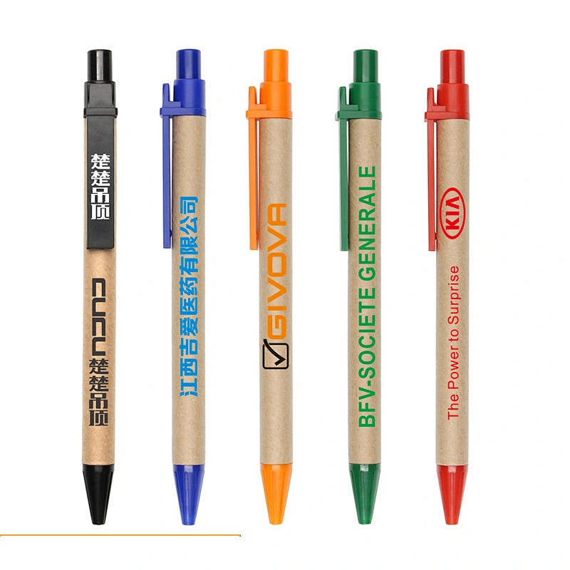 Eco-friendly Biodegradable kraft carton pen promotional cheap recycled paper pen custom logo