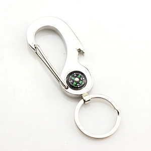 Multi-functional Mini Metal Key Chain Compass Bottle Opener Souvenir Promotional Gift Engraving Logo Silver Color Key Chains