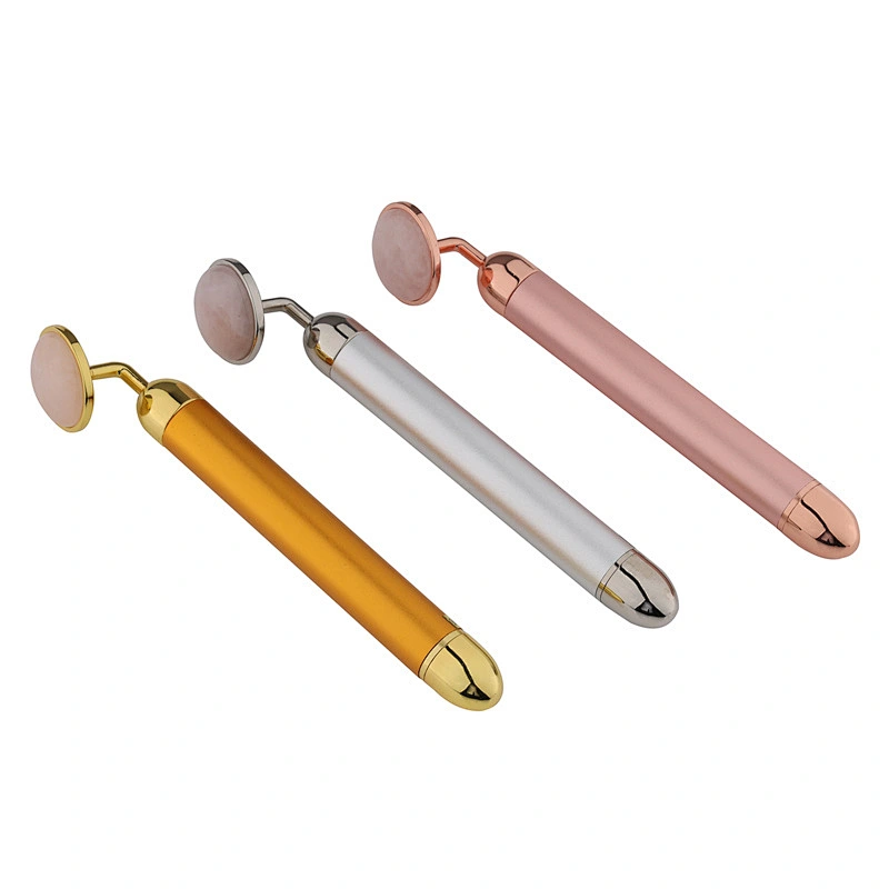 High Quality Custom Electric 24K gold Natural Jade stone Face Massage Roller Facial  Massage Skin Care