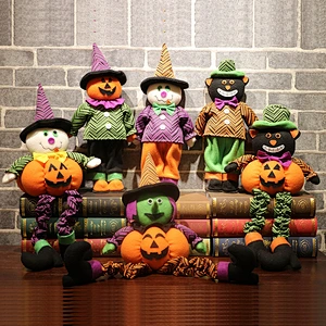 Halloween pumpkin doll window display Hotel decorations pumpkin doll Pumpkin Witch Halloween party display