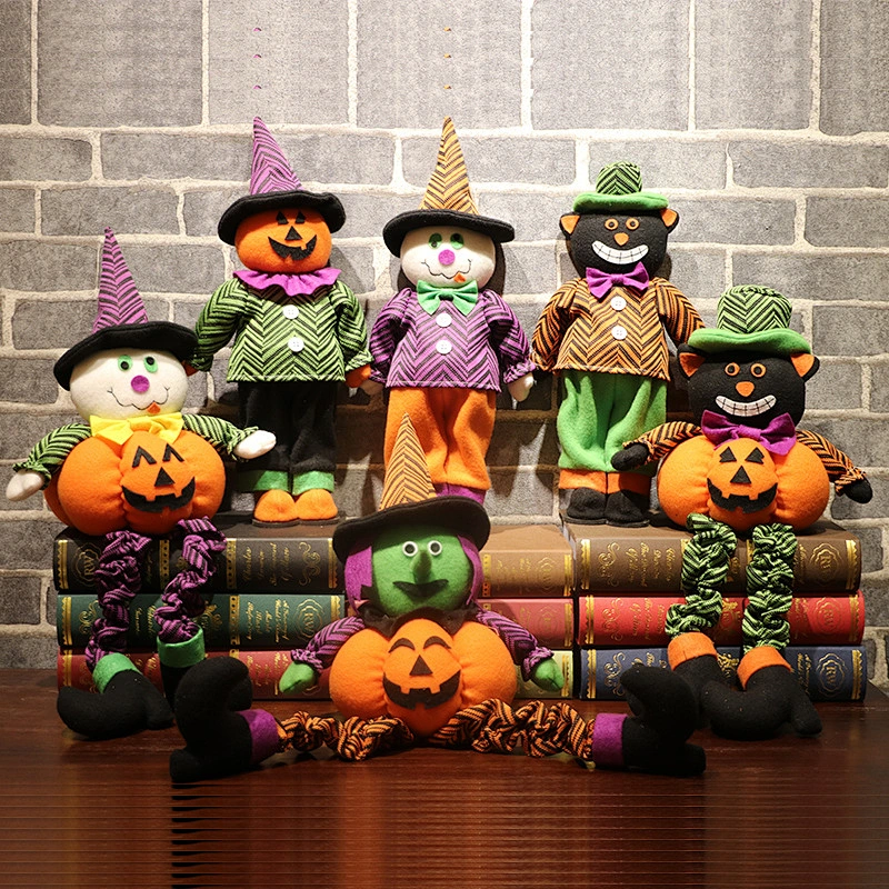 Halloween pumpkin doll window display Hotel decorations pumpkin doll Pumpkin Witch Halloween party display