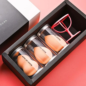 Fashion Hot Sale custom logo Makeup Sponges 3pcs/set Trends Beauty face Makeup Sponges  with Sponge Holder