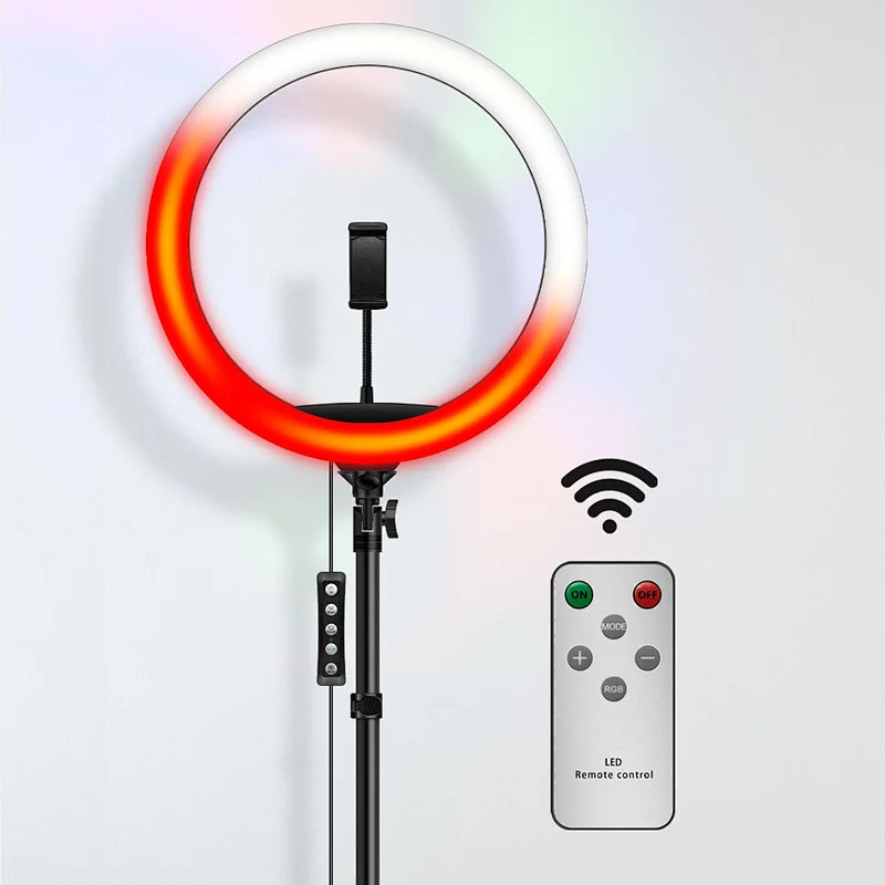 Hot sale 13 inch LED selfie  ring light  remote control tripod stand  video switchable ring light